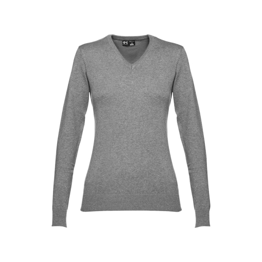 Immagine di Thc milan women. maglione con scollo a "v" da donna grigio mélange m