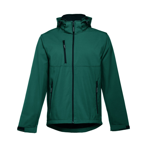 Immagine di Thc zagreb. giacca softshell da uomo, con cappuccio rimovibile verde scuro l