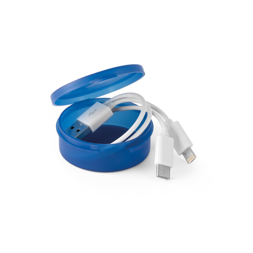 Immagine di Emmy. cavo usb con connettore 3 in 1 blu reale