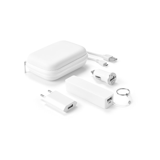 Immagine di Chargi. set di batteria e adattatori usb bianco