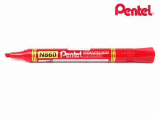 Immagine di 12 pz pennare.pentel n860 punta scalpello rosso