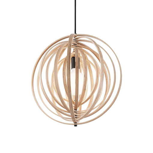 Immagine di Lampada a sospensione legno, disco, ideal lux