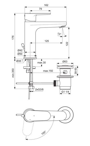 Immagine di Miscelatore lavabo cromo cerafine model o ideal standard bc702aa